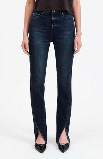 DAZE Downtown High Waist Split Hem Straight Leg Jeans