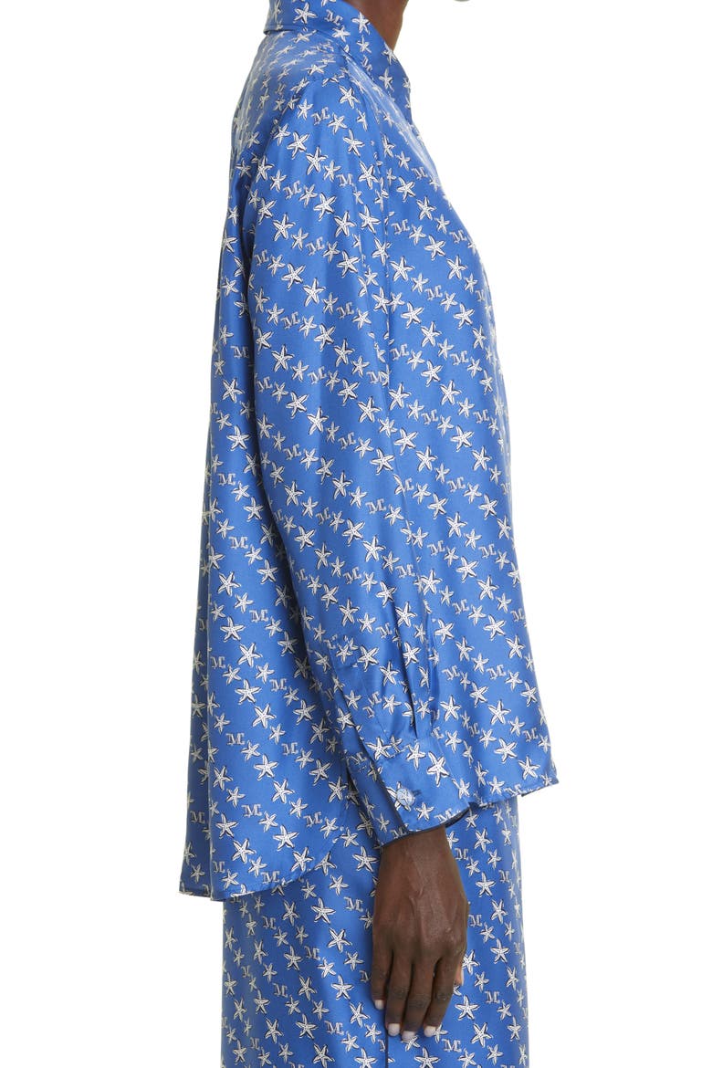 London Starfish Print Silk Blouse, Alternate, color, CORNFLOWER BLUE