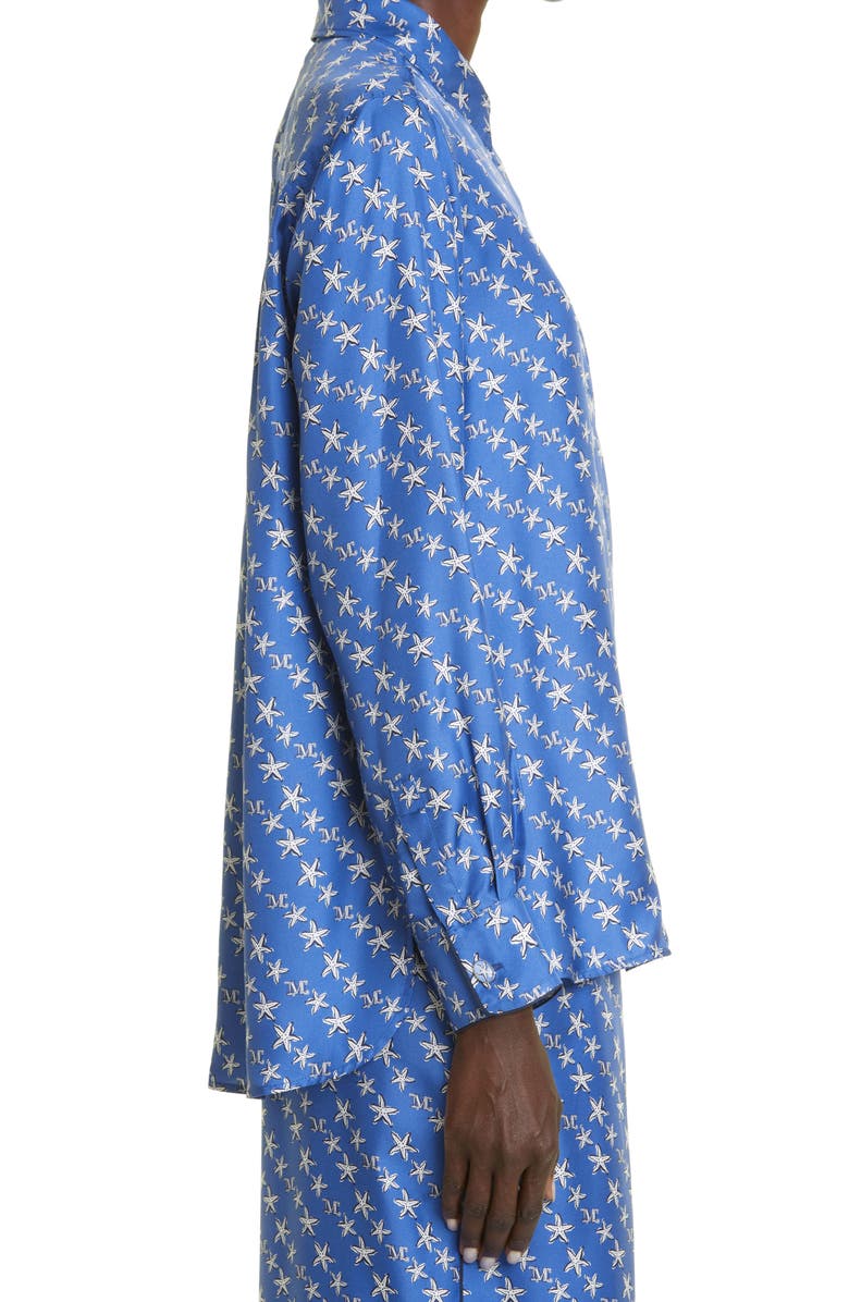 Max Mara London Starfish Print Silk Blouse, Alternate, color, 