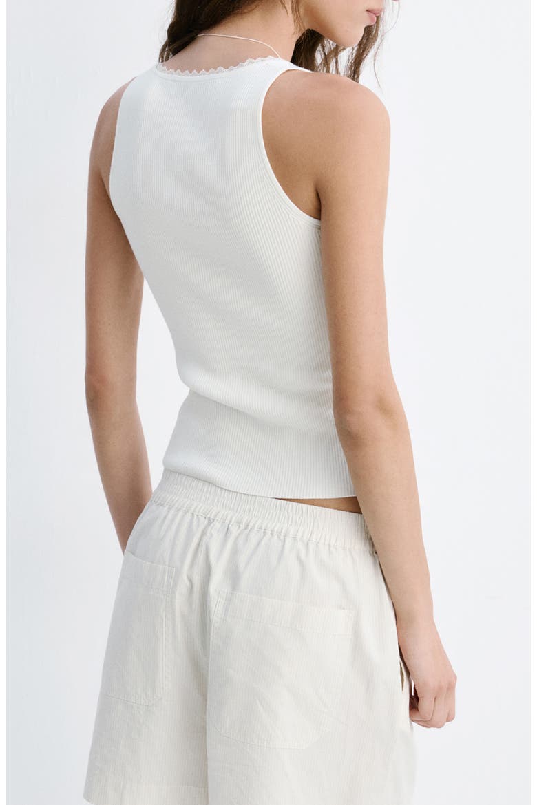 Rib Knit Lace Trim Scoop Neck Tank, Alternate, color, ECRU