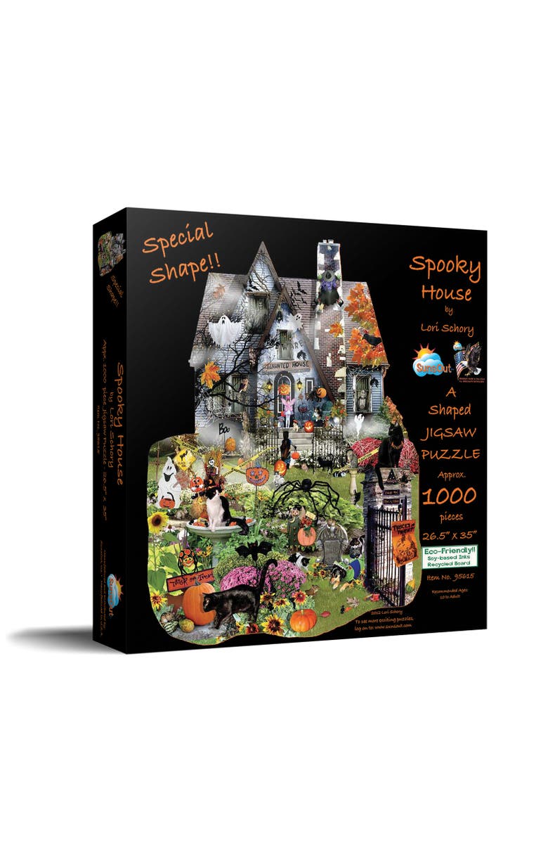 Sunsout Spooky House 1000 piece Jigsaw Puzzle for Adults Special Shape, Main, color, Multicolor