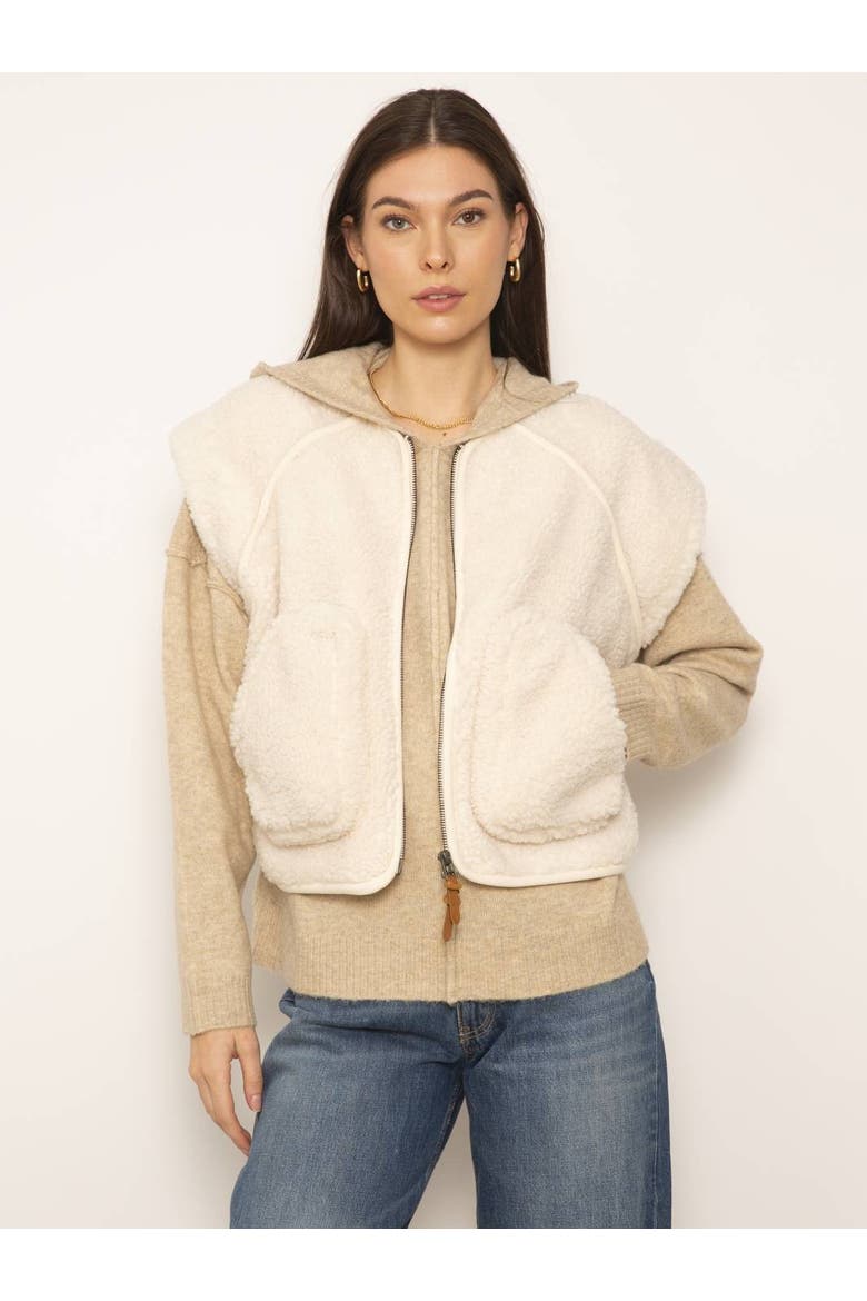 Torin Fleece Back Faux Shearling Vest, Main, color, IVORY