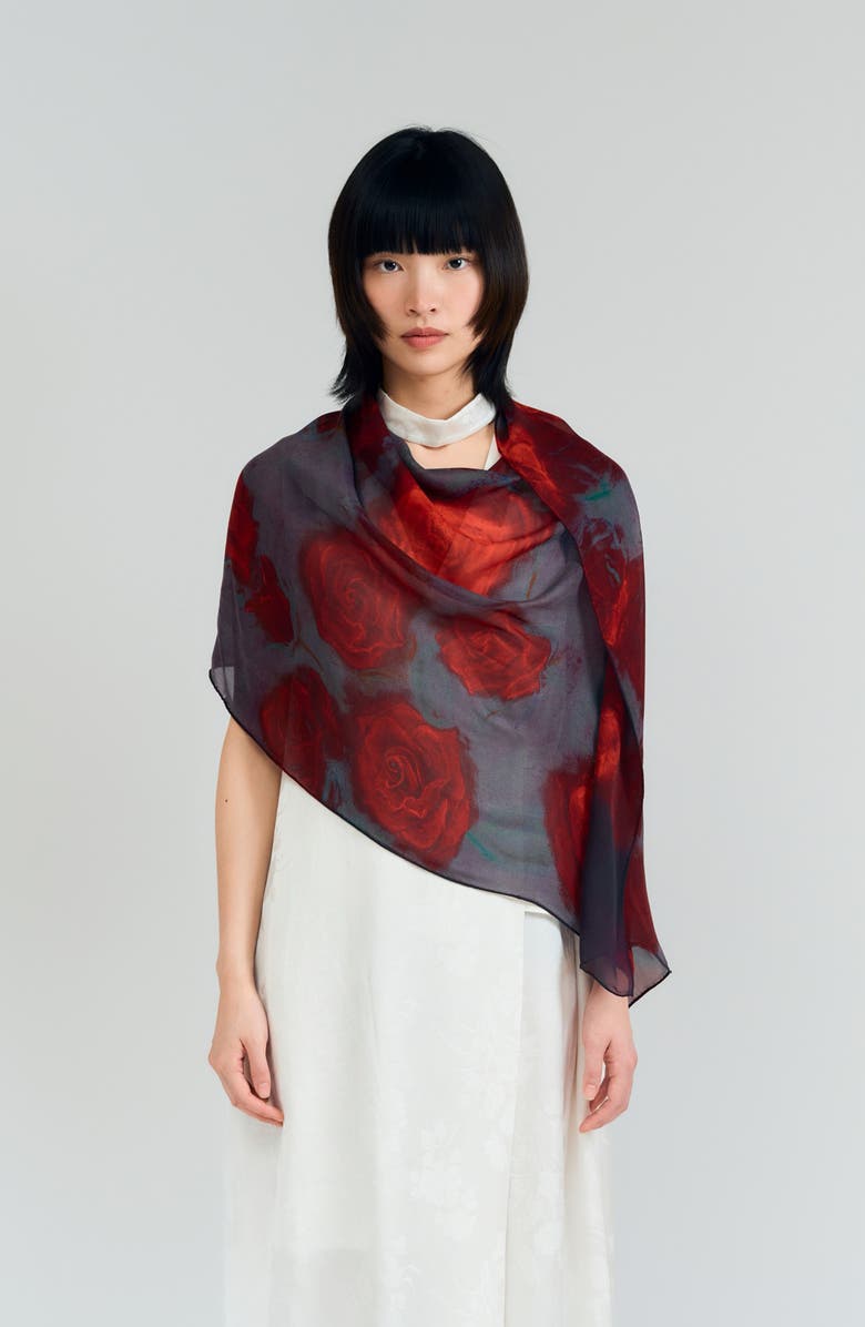 Lost Pattern La Rosa Silk Scarf, Main, color, 