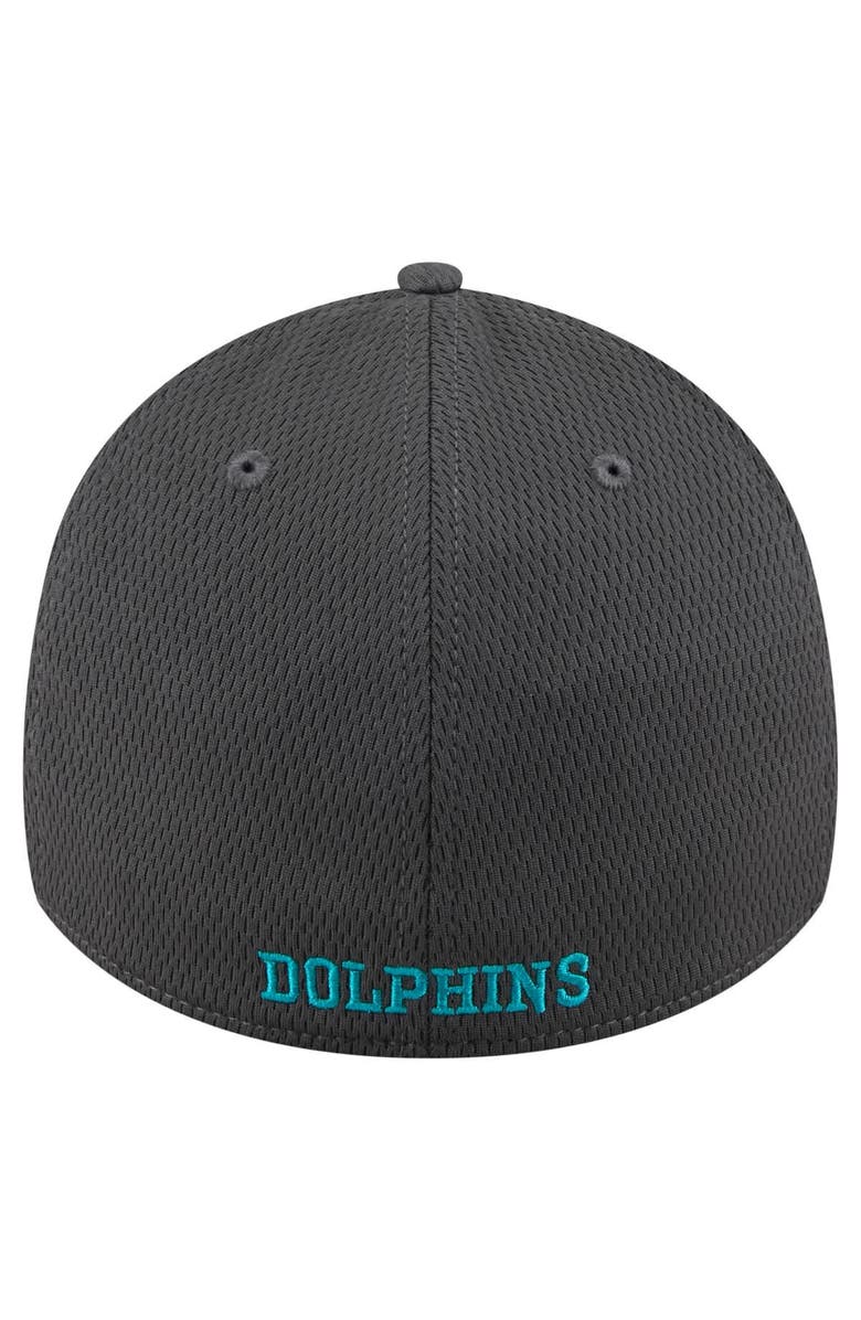 New Era Men's New Era Graphite Miami Dolphins Throwback Logo Main 39THIRTY Flex Hat, Alternate, color, 