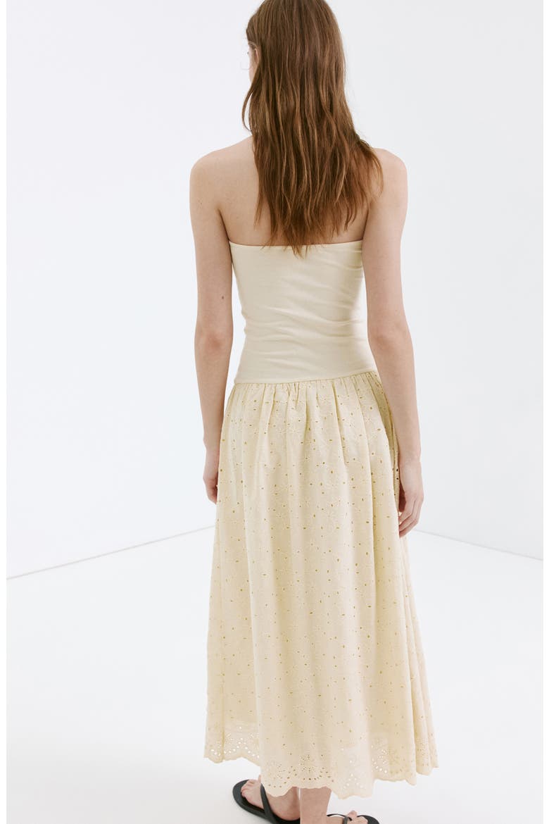 Embroidered Eyelet Strapless Maxi Dress, Alternate, color, SAND