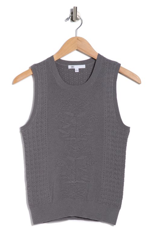 Dr2 By Daniel Rainn Floral Pointelle Sweater Tank In Gray