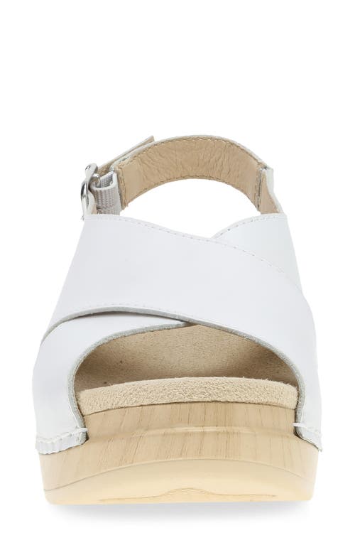Dansko Sloane Slingback Platform Sandal In White Full Grain
