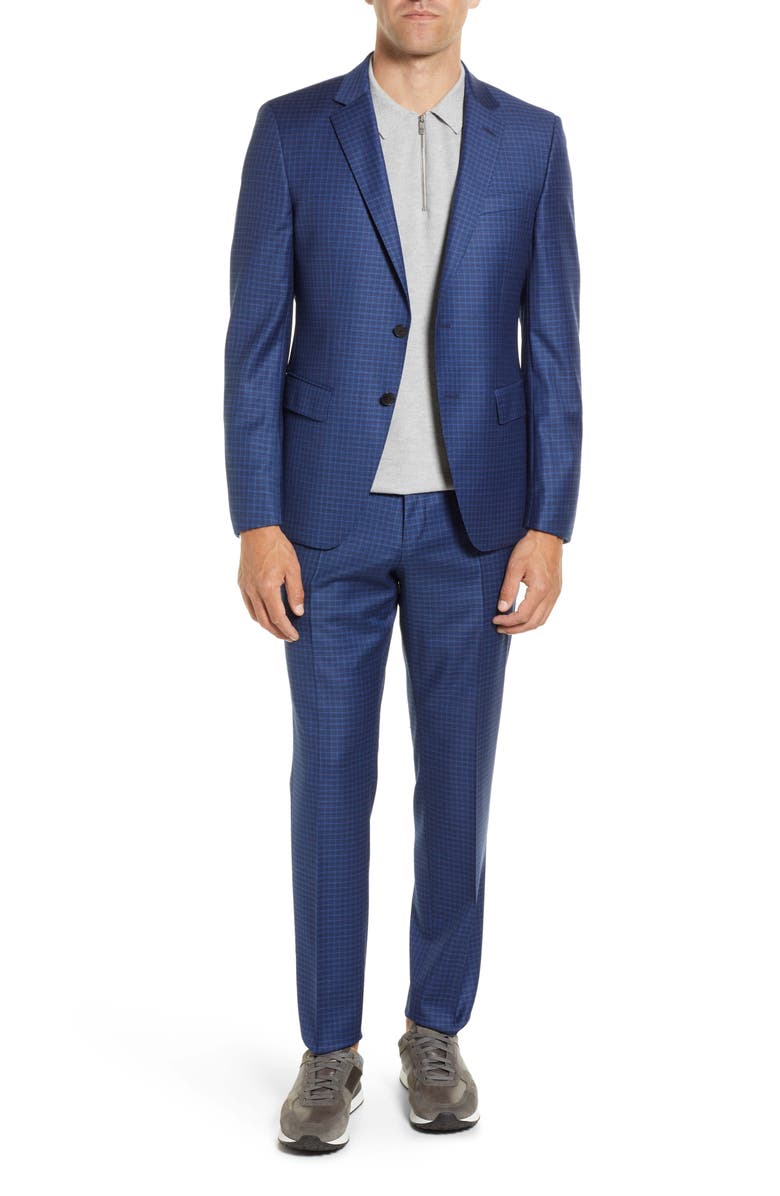 BOSS Huge Fit Plaid Wool Suit, Main, color,