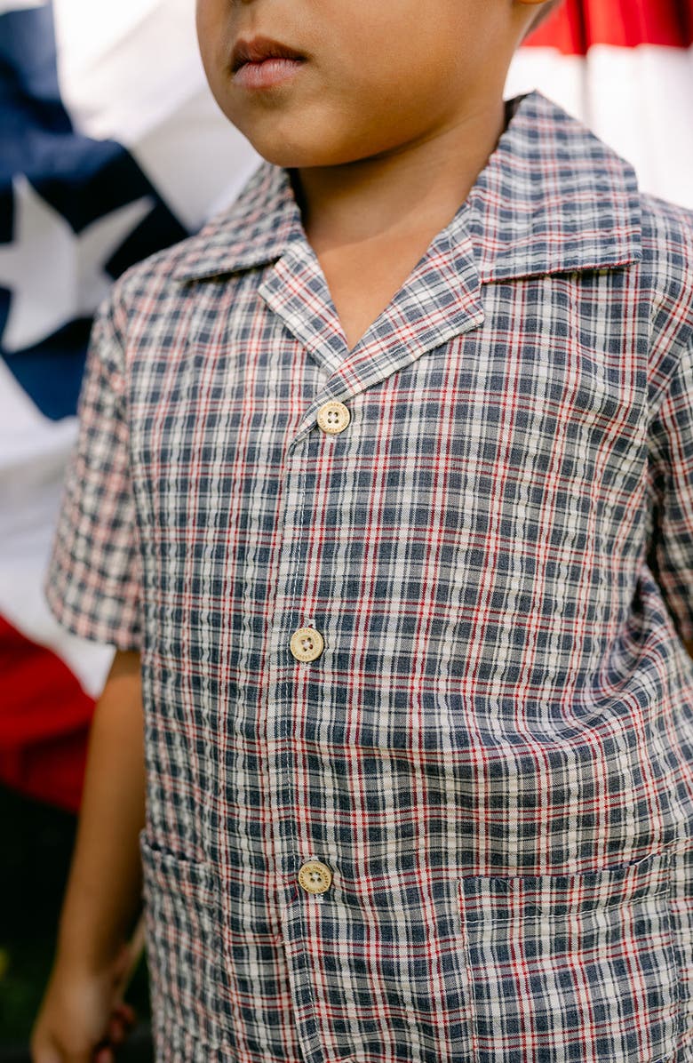 Little Paper Kids Rhodes Button Down Top, Alternate, color, Americana Plaid