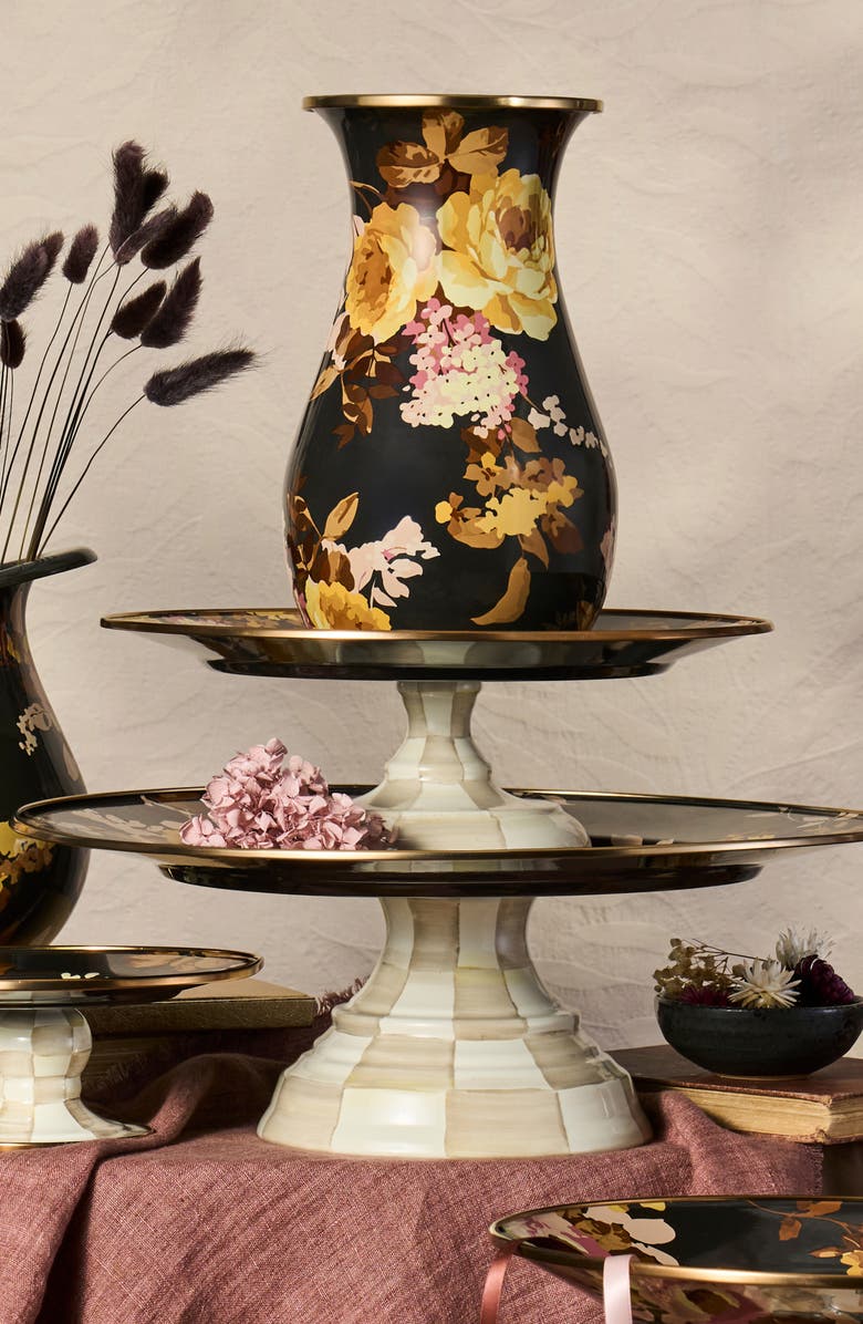 MACKENZIE CHILDS Wild Rose Small Pedestal Platter, Alternate, color, Brown