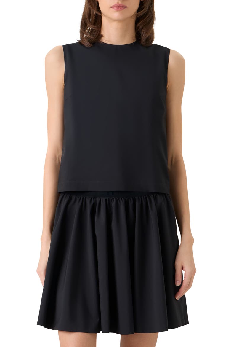 Sleeveless Mixed Media Dress, Main, color, BLACK