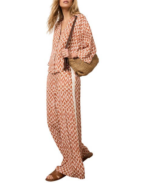 Geo Print Wide Leg Trousers