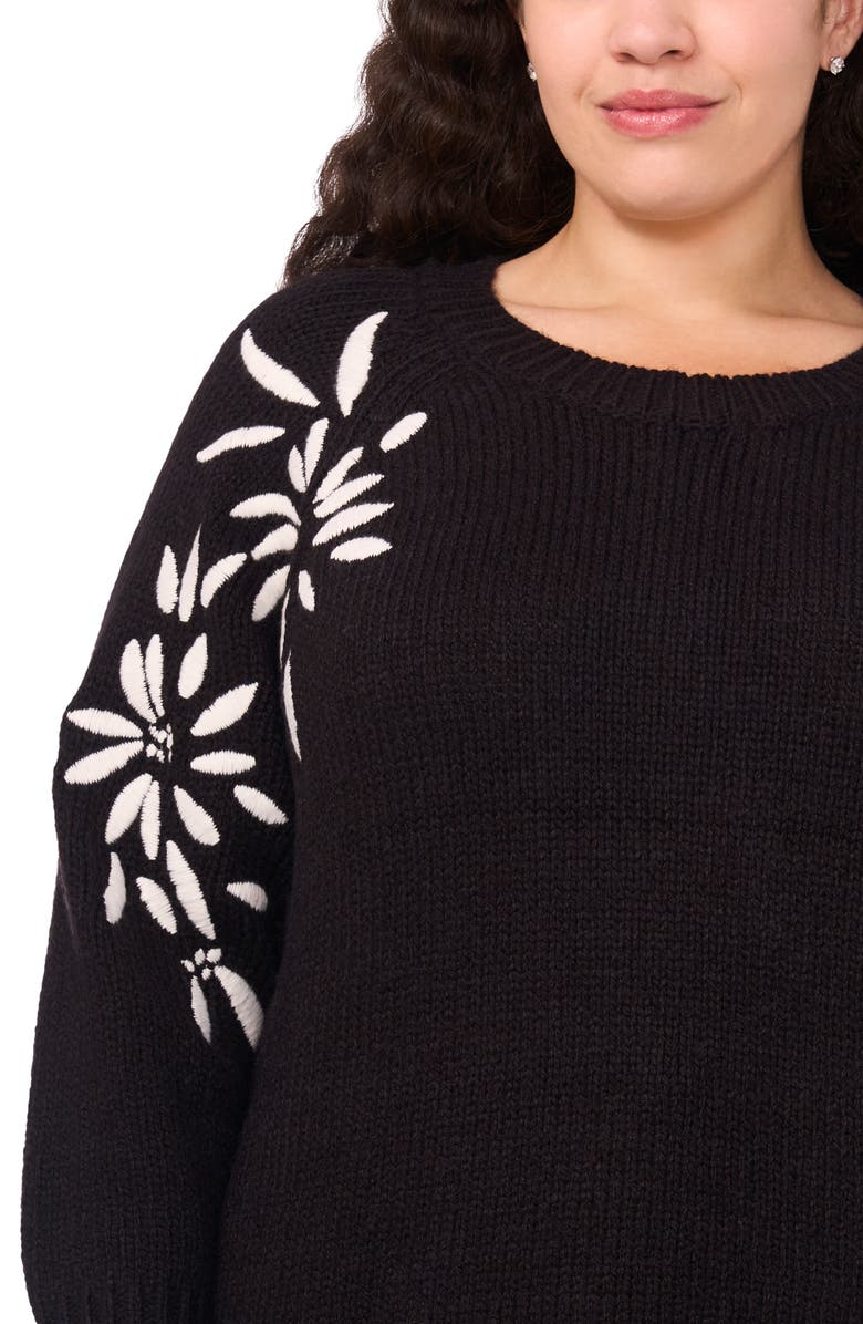 Halogen<sup>®</sup> Embroidered Floral Sweater, Alternate, color, Rich Black
