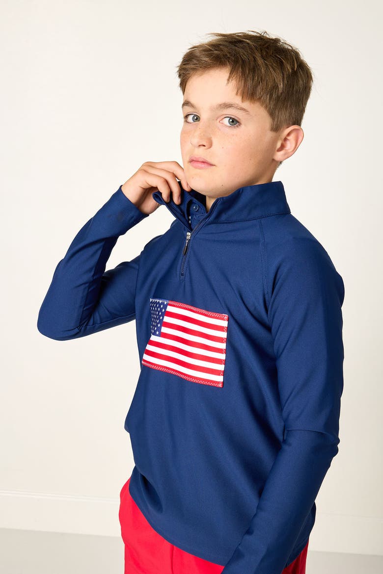Flag Half Zip, Alternate, color, Flag Print