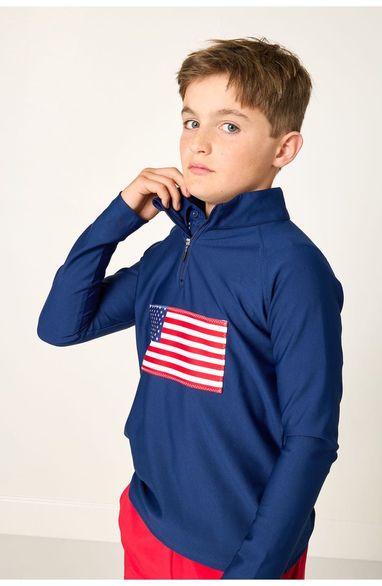 Courtside Kids Flag Half Zip, Alternate, color, Flag Print
