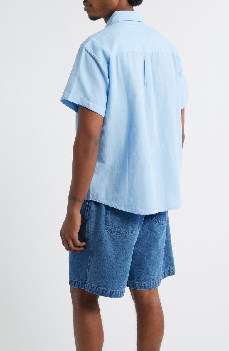 Obey Barry Stripe Short Sleeve Button-Up Shirt, Alternate, color, Sky Blue Multi