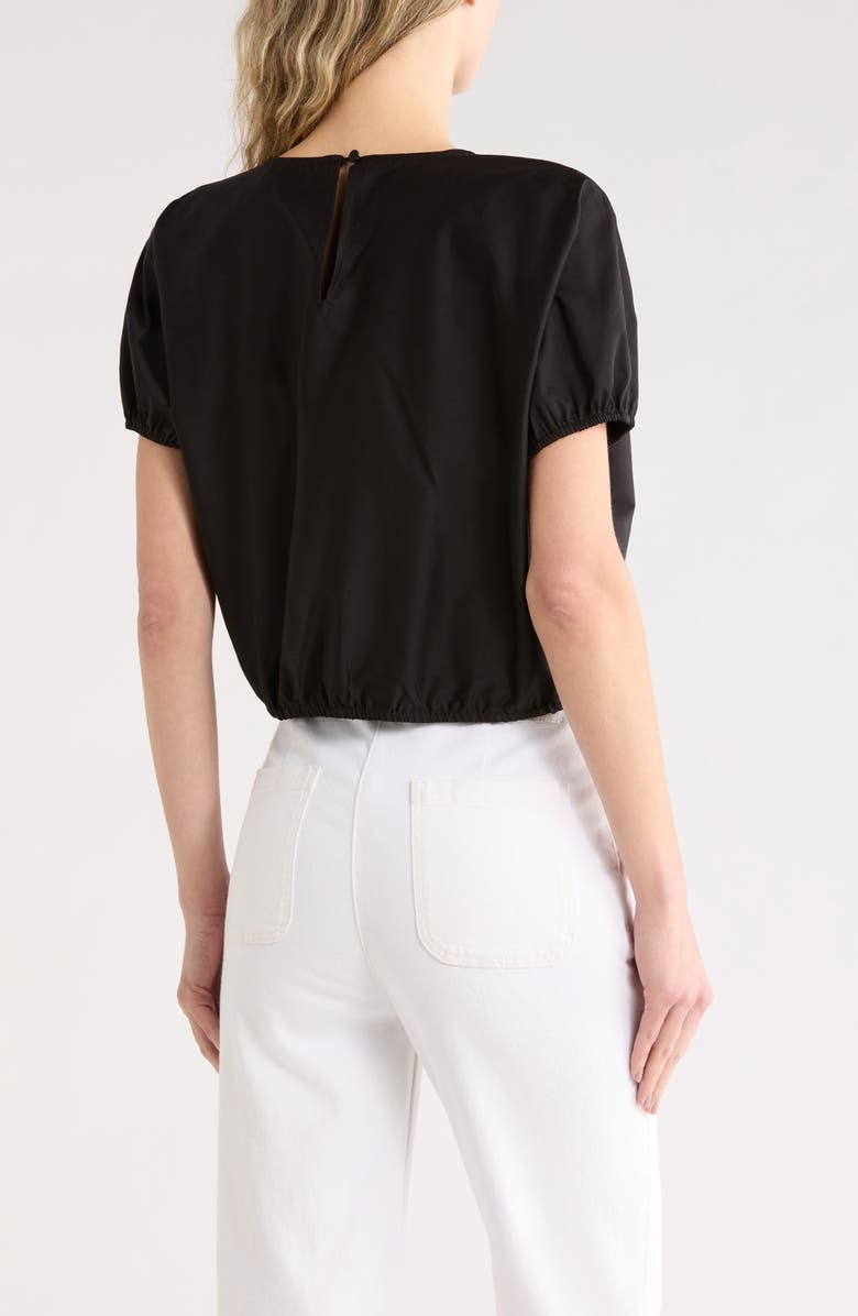 T Tahari Short Sleeve Tie Waist Crop Top, Alternate, color, Black