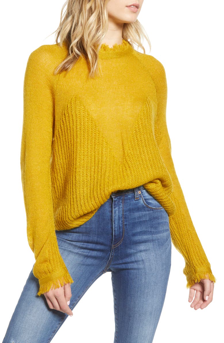 MOON RIVER Fringe Trim Sweater, Main, color, 