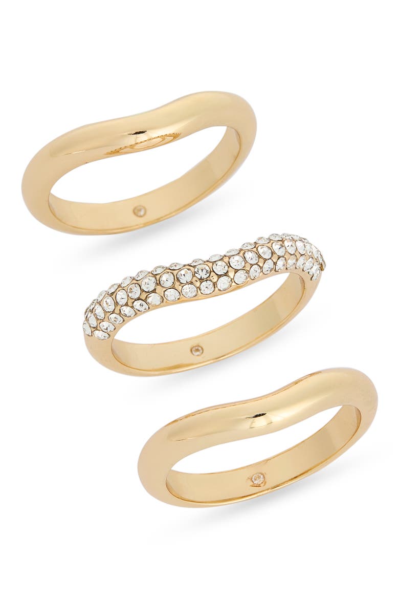 Set of 3 Stackable Chevron Band Rings, Main, color, CLEAR- GOLD
