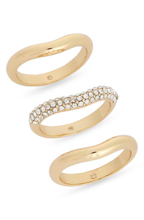 Set of 3 Stackable Chevron Band Rings