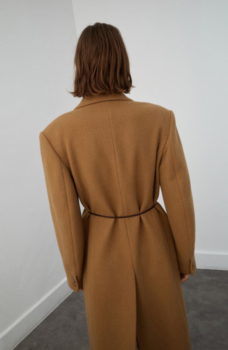 MANGO Selection Notched Lapel Wool Blend Coat, Alternate, color, Medium Brown