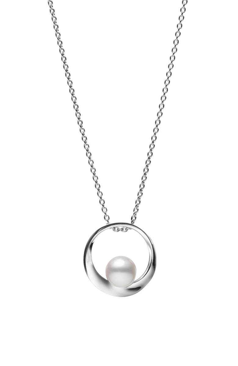 Mikimoto Classic Cultured Pearl Circle Pendant, Main, color, 