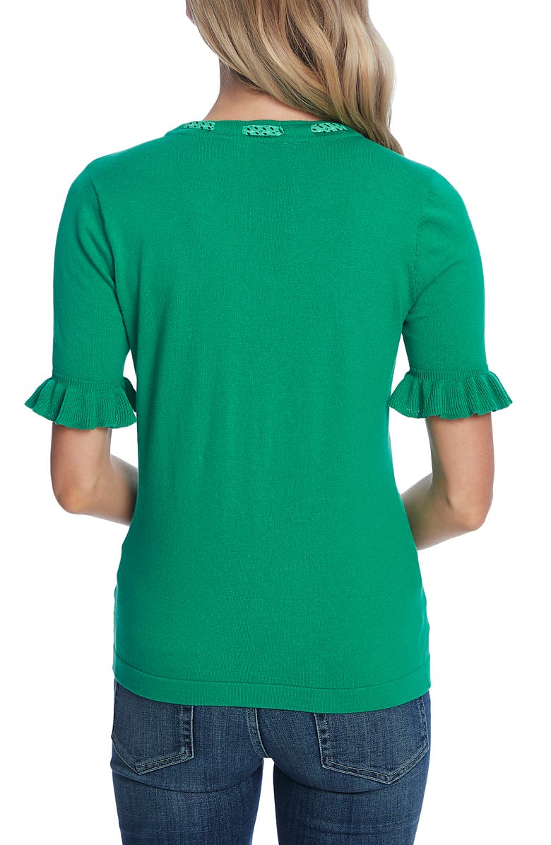 CeCe Ruffle Sleeve Tie Neck Sweater, Alternate, color,