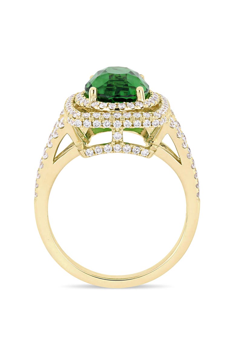 Tsavorite & Diamond Halo Split Shank Ring 14k, Alternate, color, Tsavorite
