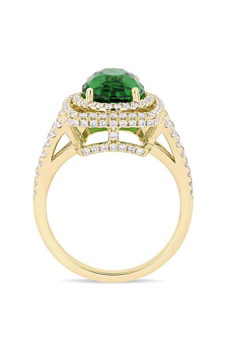 Julianna B. Tsavorite & Diamond Halo Split Shank Ring 14k, Alternate, color, Tsavorite