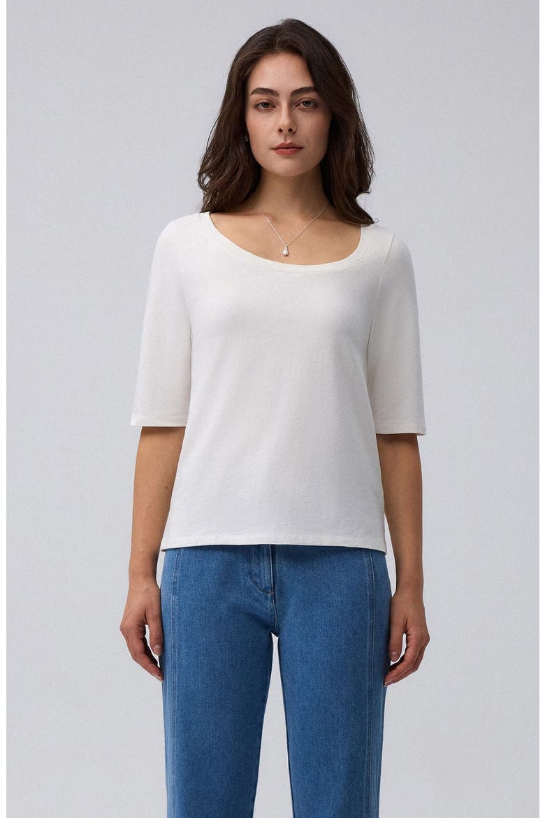 Hemp Essentials Asymmetrical Neckline Tee, Alternate, color, white