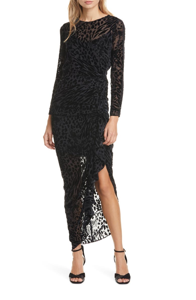 Veronica Beard Lala Animal Devoré Long Sleeve Dress, Alternate, color,