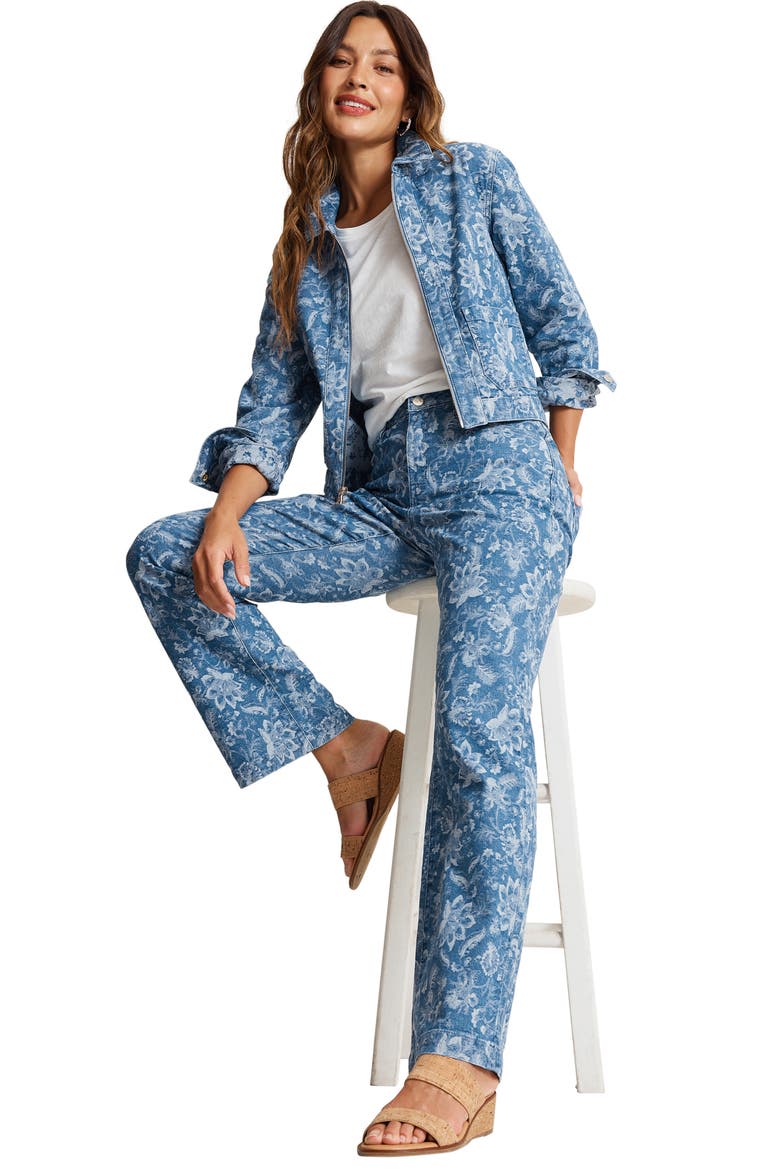 Jacquard Mid Rise Flare Jeans, Alternate, color, DRIFT TIDE WASH