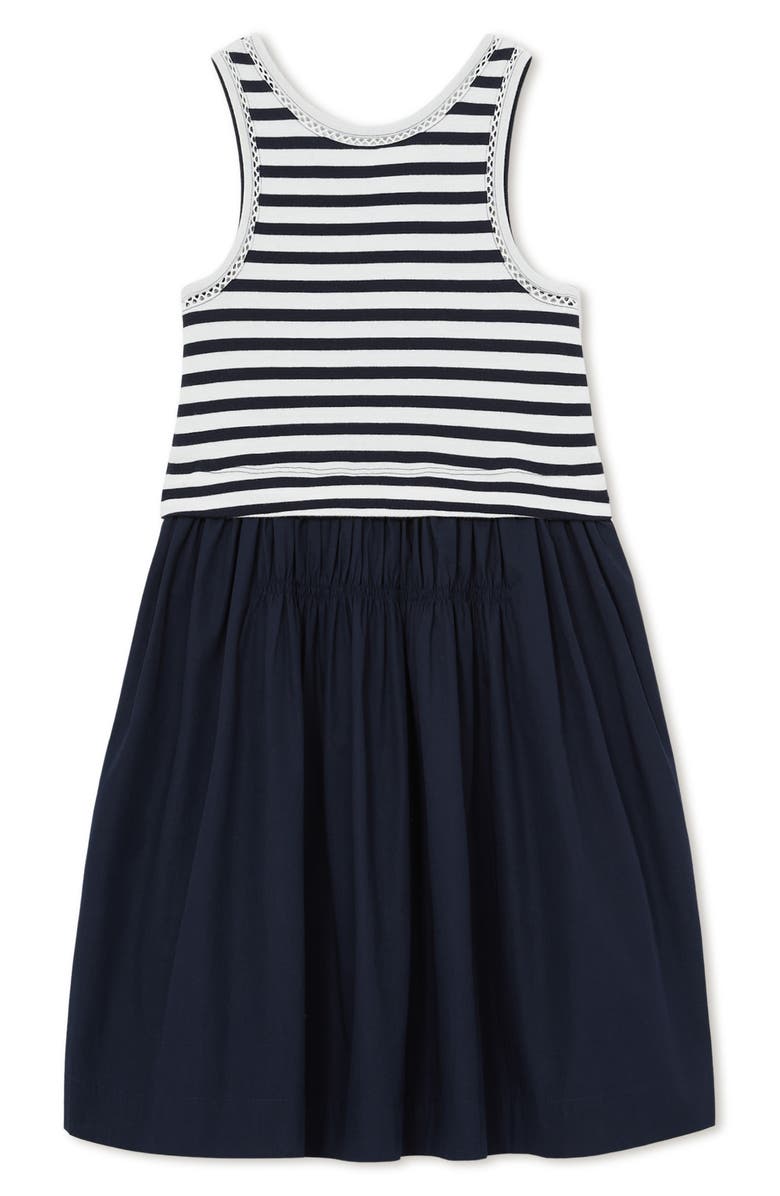 Reiss Kids' Wren Mixed Media Dress, Main, color, Navy