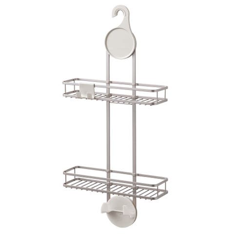 Hanging Shower Caddy with Accessory Hooks - Satin