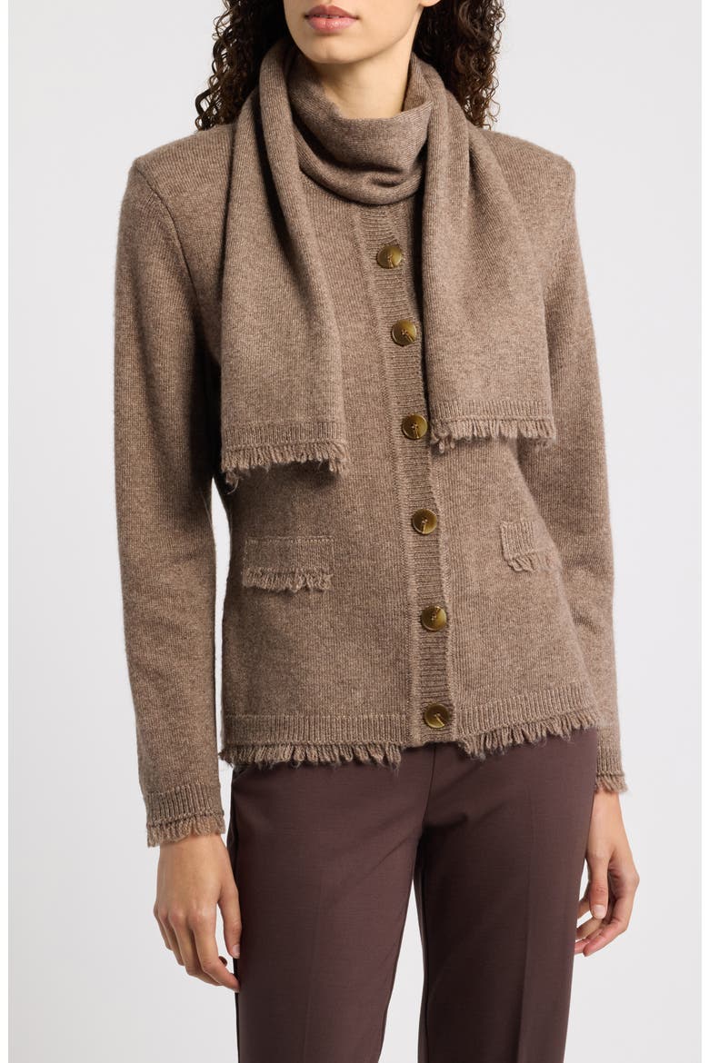 Gracie Cardigan & Scarf Set, Main, color, TAUPE