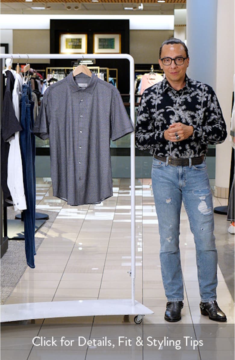 Miles OoohCotton<sup>®</sup> Geo Print Short Sleeve Button-Up Shirt, sales video thumbnail
