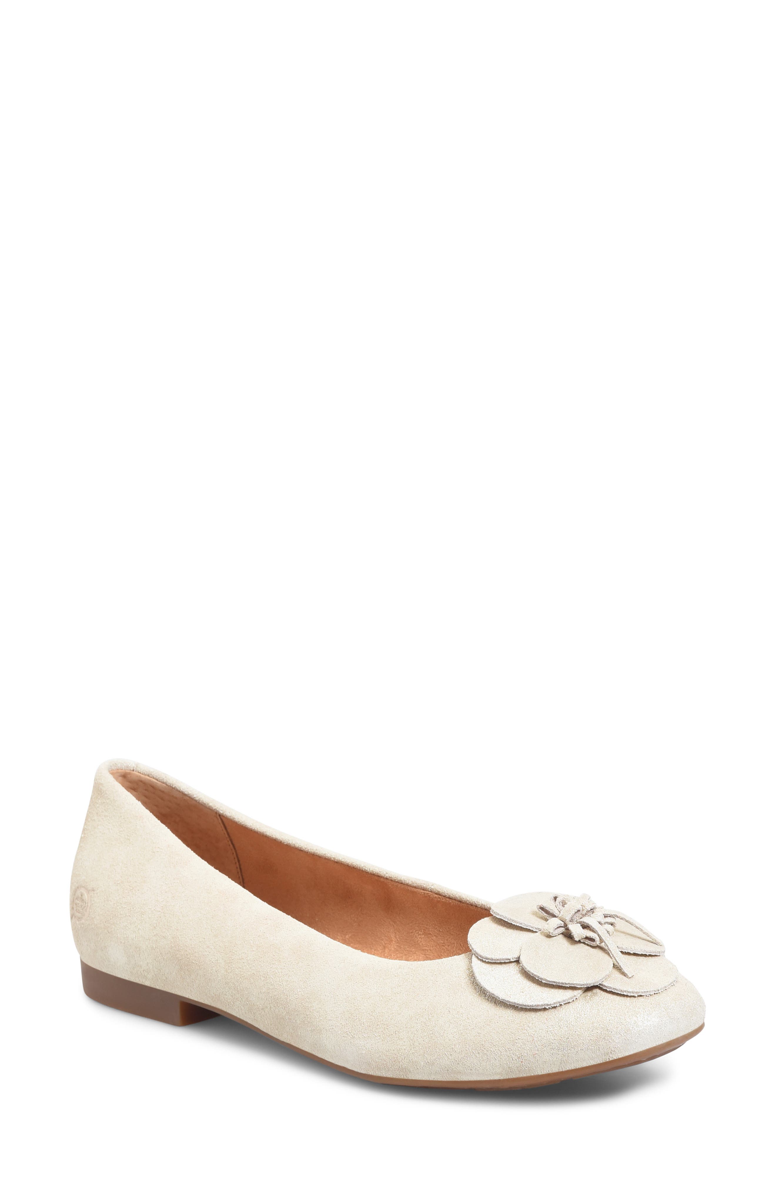Petula Flower Embellished Flat, Main, color, CHAMPAGNE METALLIC