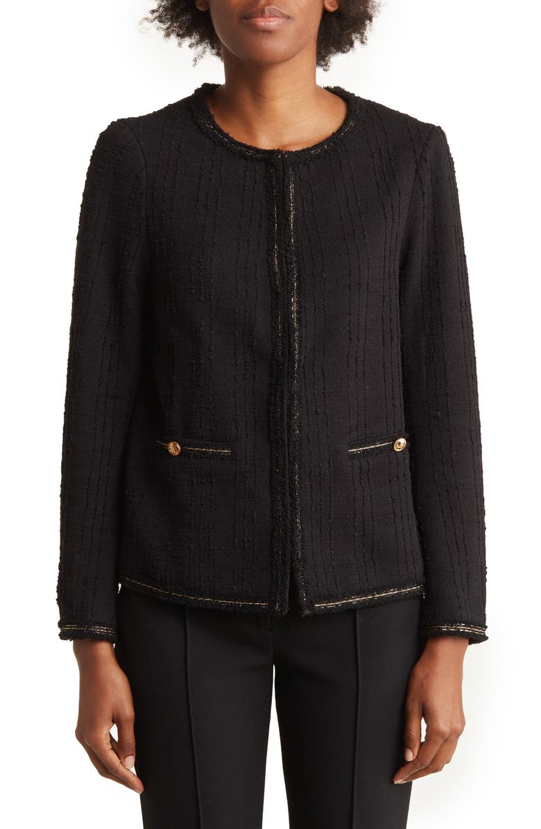 Adrianna Papell Metallic Trim Tweed Jacket, Alternate, color,