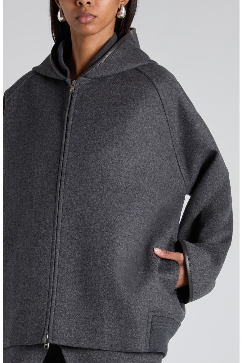 Double Face Wool Hooded Jacket, Alternate, color, 1307 CHARCOAL MELANGE