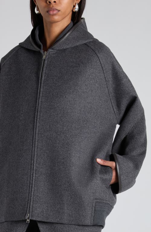Bottega Veneta Double Face Wool Hooded Jacket In Gray