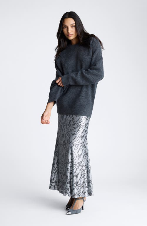 Kenneth Cole Metallic Bias Cut Maxi Skirt In Silver Multi