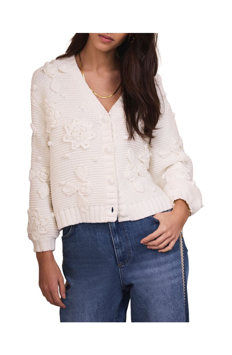MINT VELVET Applique Flower Cardigan, Alternate, color, Ivory