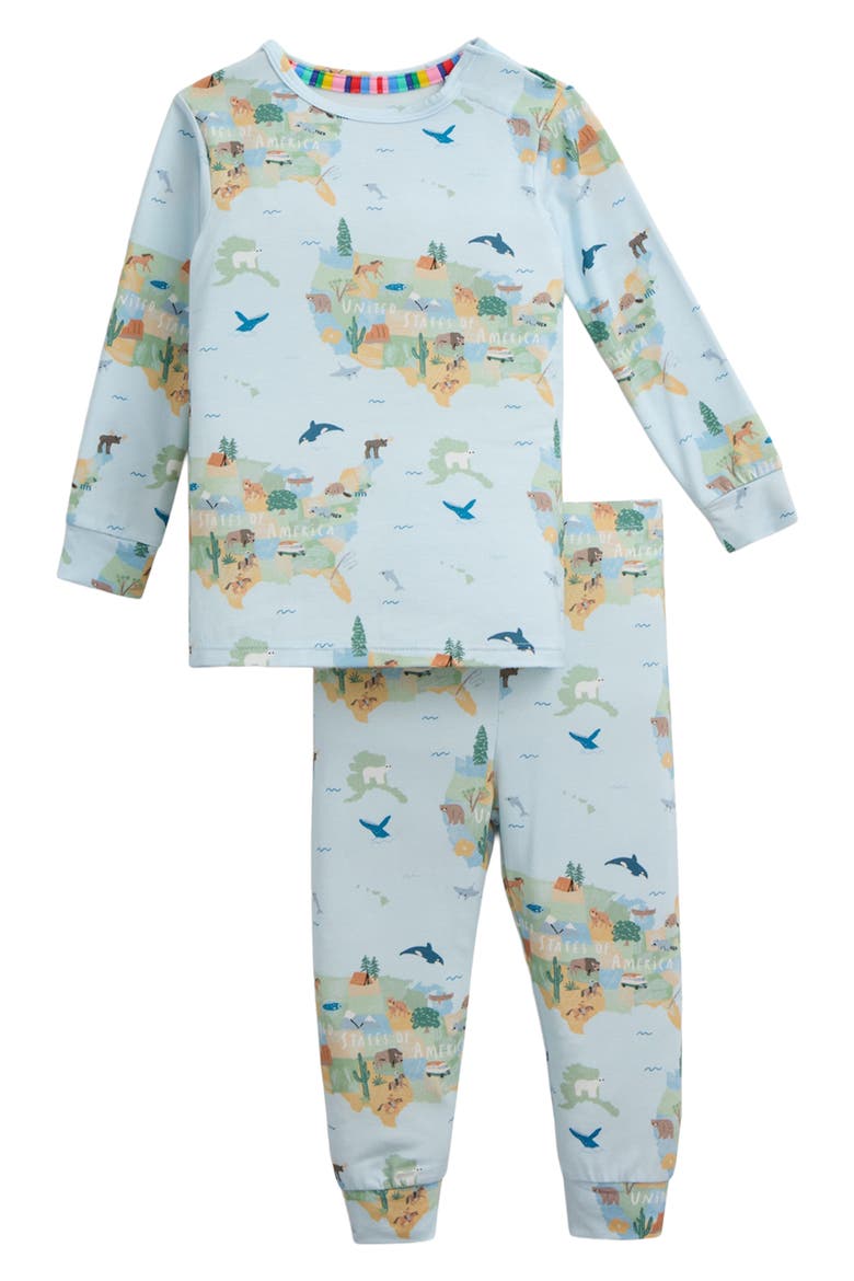 Kids' America the Beautiful Fitted Two-Piece Pajamas, Main, color, BLUE