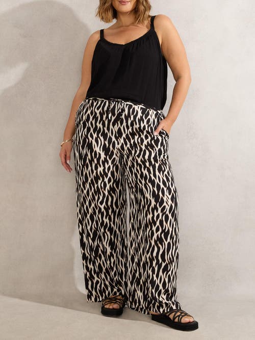 Live Unlimited Drawstring Waist Wide Leg Pants In Multi