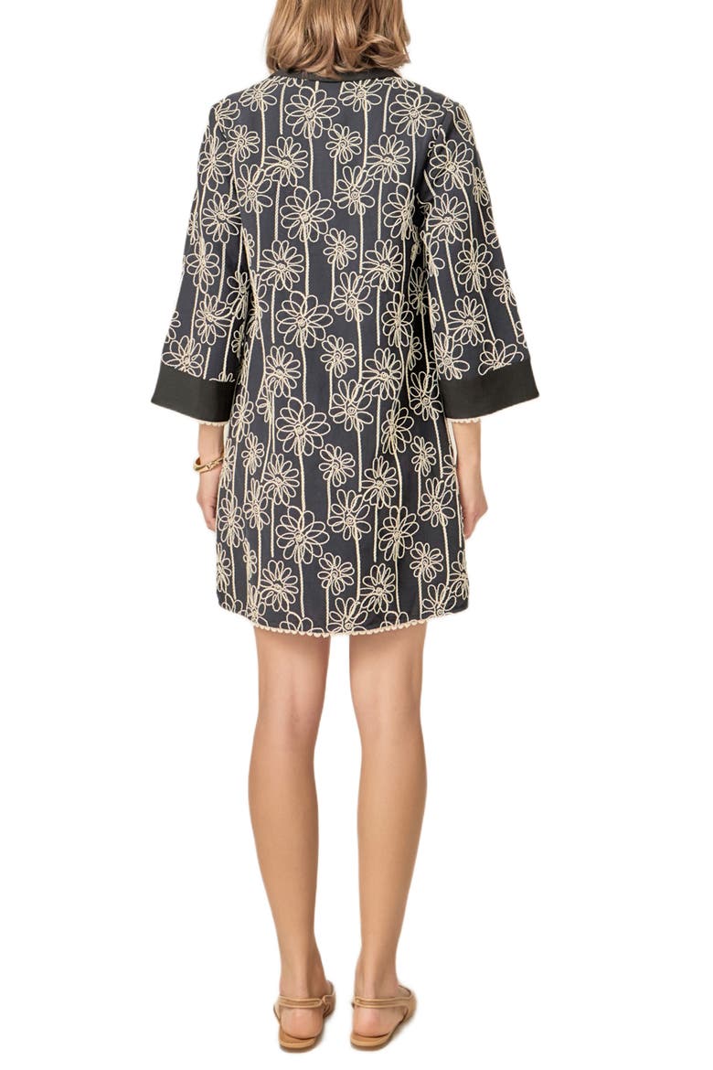 Floral Embroidery Shift Minidress, Alternate, color, BLACK/ NATURAL