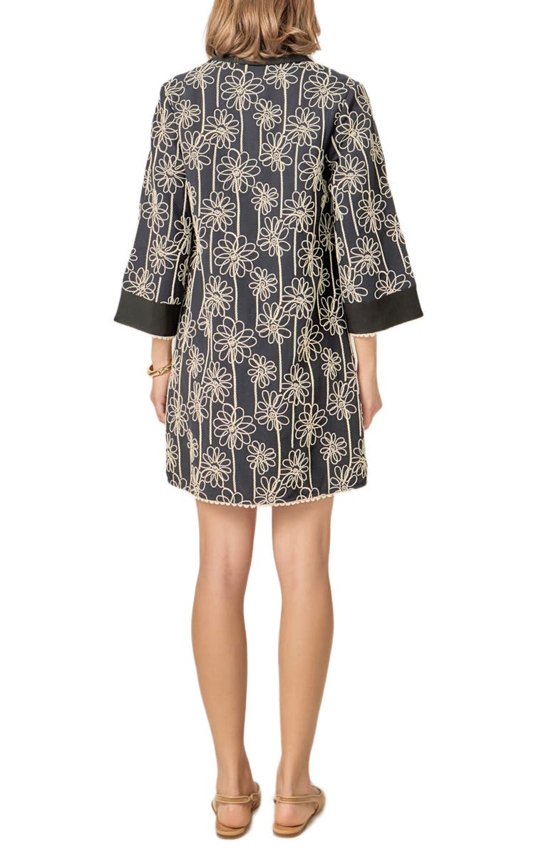 English Factory Floral Embroidery Shift Minidress, Alternate, color, Black/ Natural