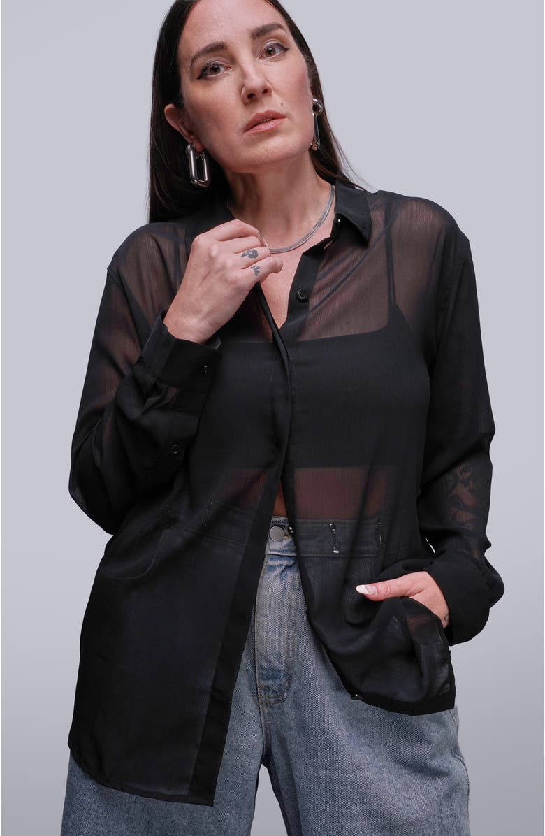 WILDFANG The Empower Long Sleeve Button Up, Main, color, Black