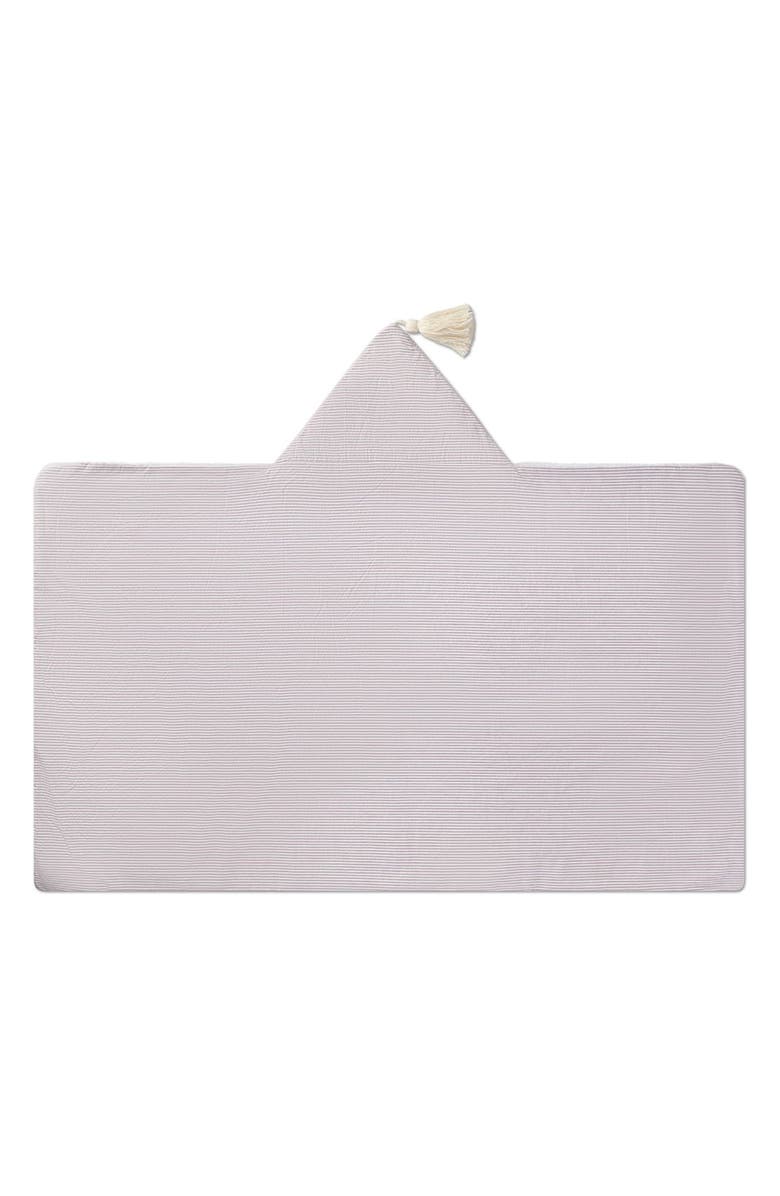 MiniMoi Baby Mini-Striped Cotton-Lined Hooded Towel, Alternate, color, White