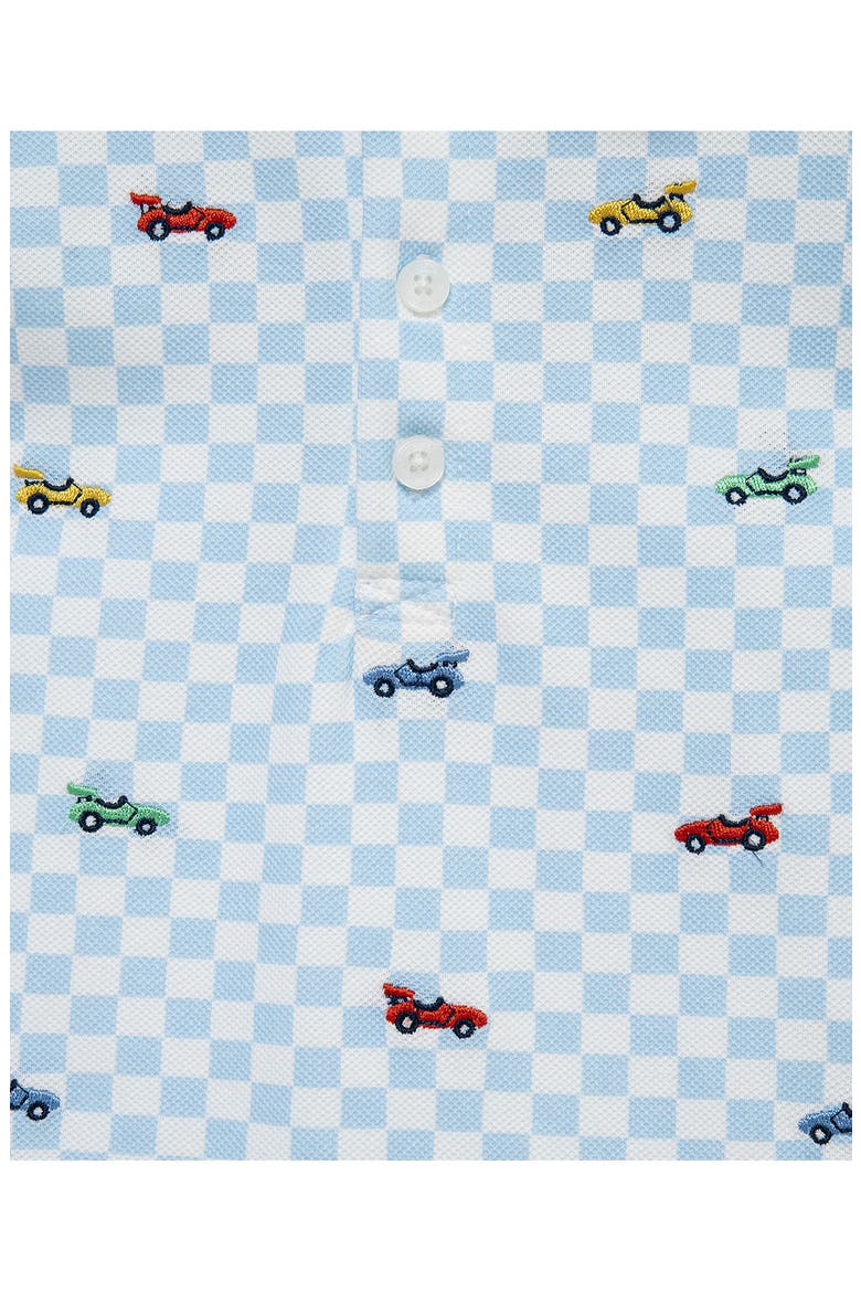 Race Car Polo & Shorts Set, Alternate, color, BLUE CHECK