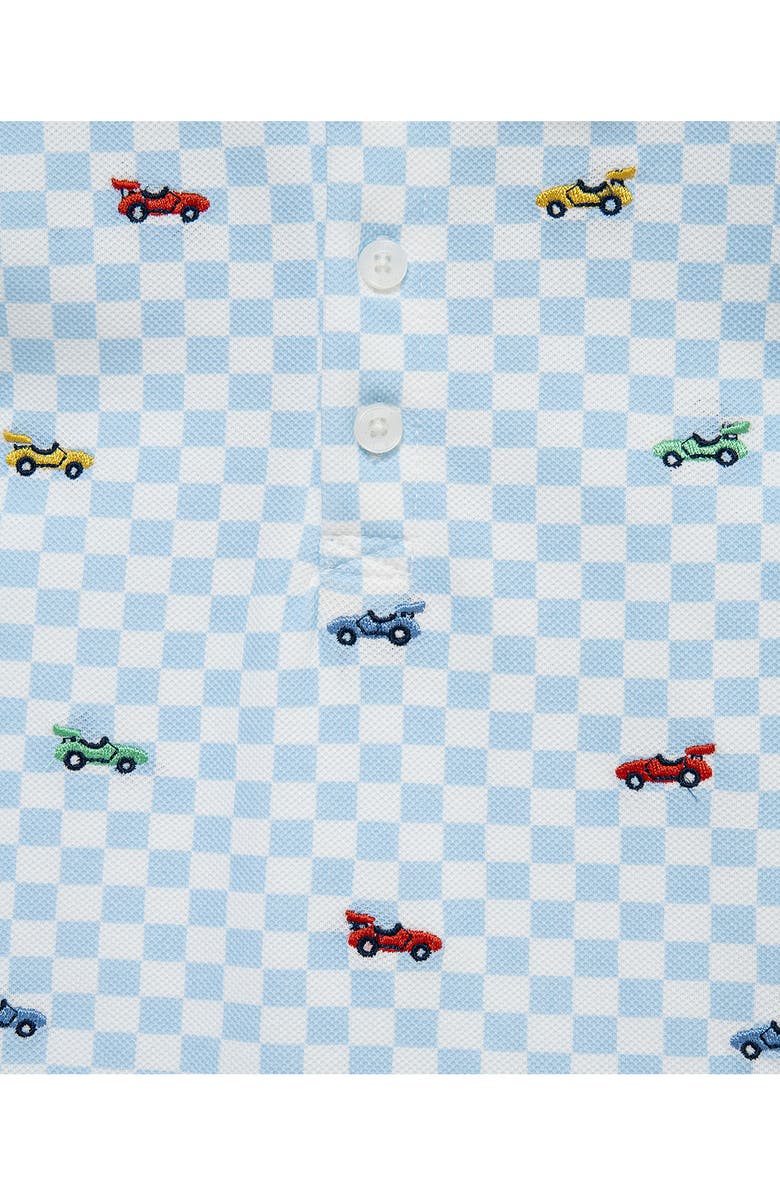 Little Me Race Car Polo & Shorts Set, Alternate, color, Blue Check